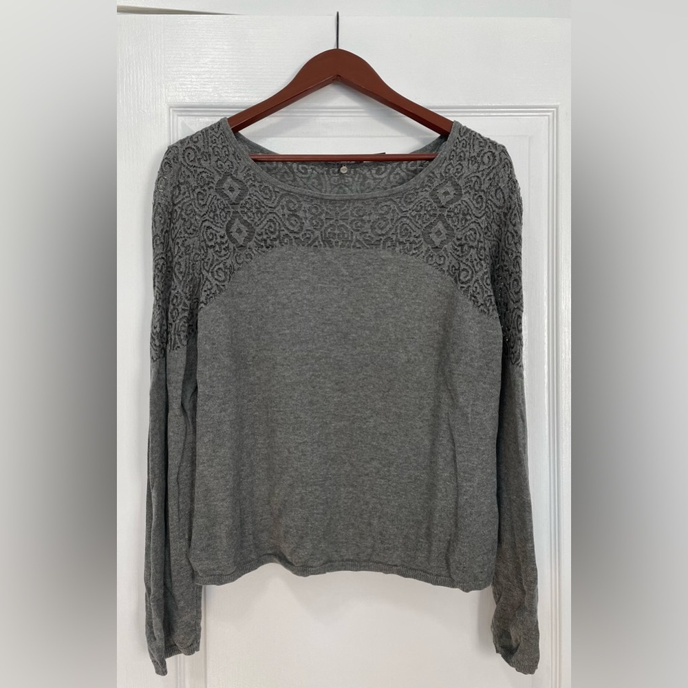 Knitted & Knotted Grey Lacework Sweater